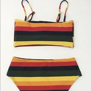 BLACK AND YELLOW STRIPE REVERSIBLE BIKINI
